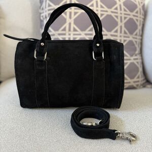 Suede Speedy Convertible Satchel Bag Black NEW Urban Outfitters Goth Grunge Boho